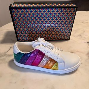 Kurt Geiger Brand new multi color stripe lace sneakers size 5